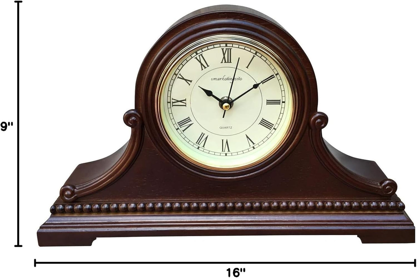 Mantel Clocks, Battery Operated, Silent Wood Mantle Clock with Westminster Chimes On The Hour, Solid Wooden Shelf