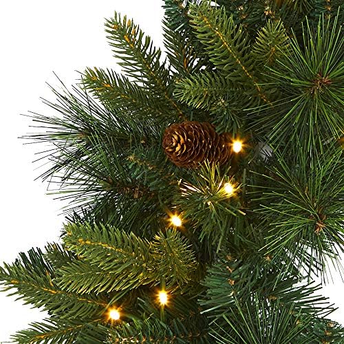 Nearly Natural 24 in Mixed Pine Artificial Christmas Wreath with LEDs