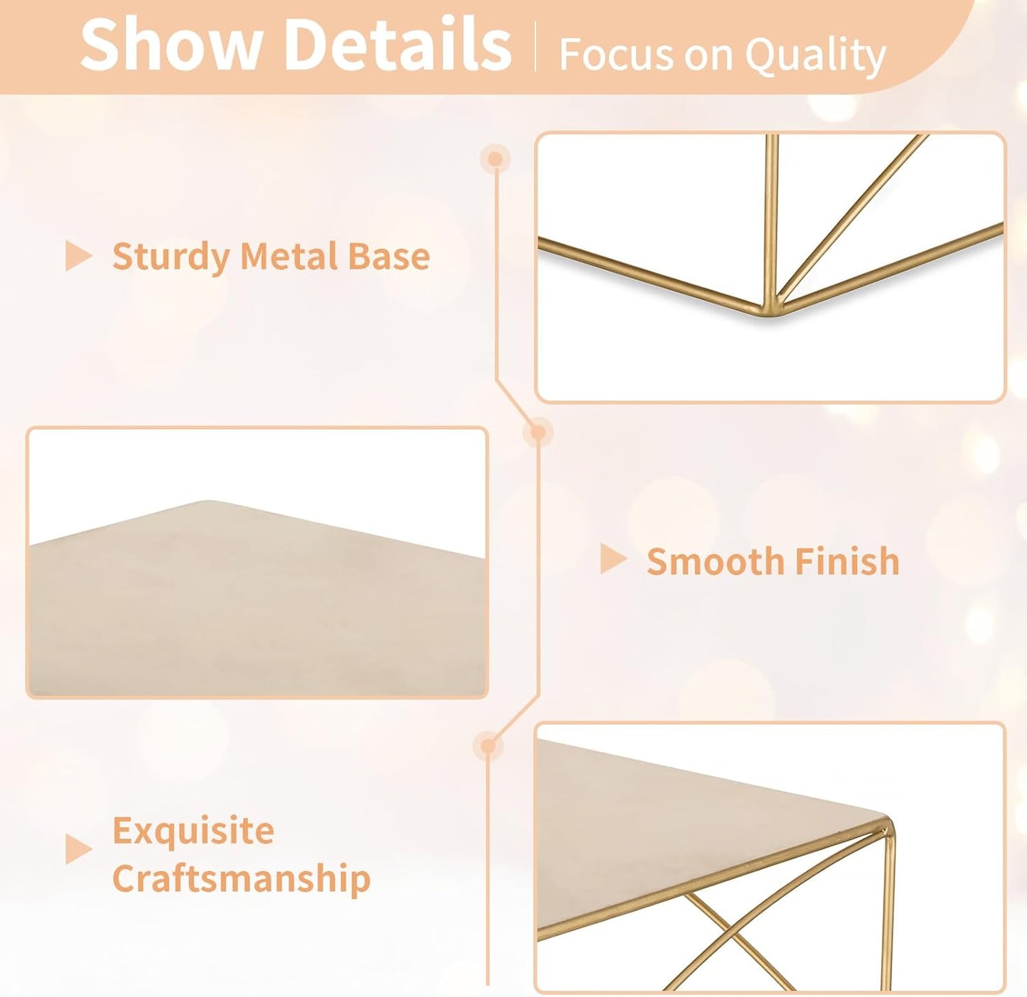 Metal Dessert Pedestal Stands Food Riser candy Display holder / Gold / 8.2 Inch / 8 Inch