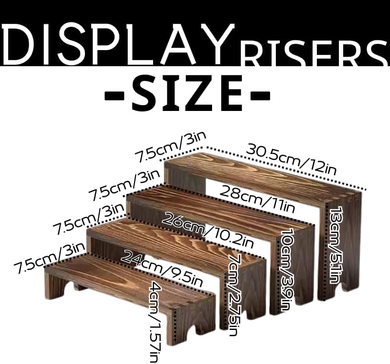 Solid Wood Tiered Stand for Perfumes / Set of 8
