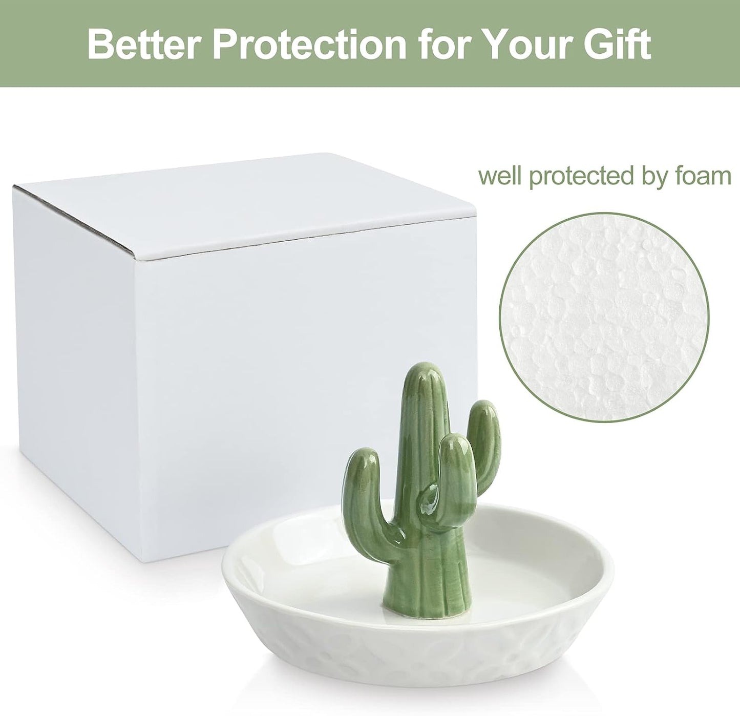Ceramic Cactus Ring Holder Cactus Ring Dish for Jewelry Cactus Decor for Friend Sister Birthday