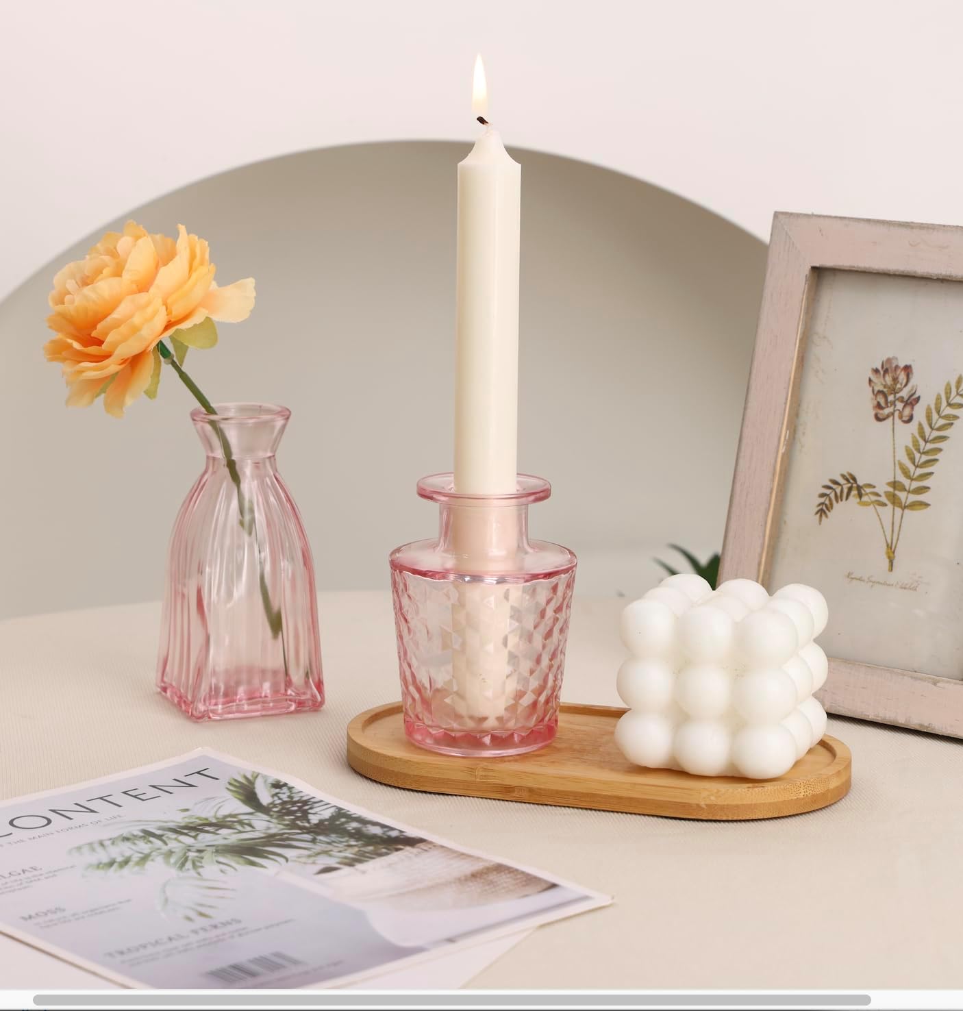 Glass Bud Vase Set / Pink / Set of 36