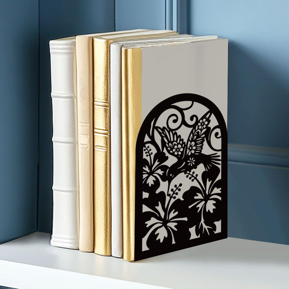 Metal Bookends / Book Ends for Heavy Books / Hummingbird