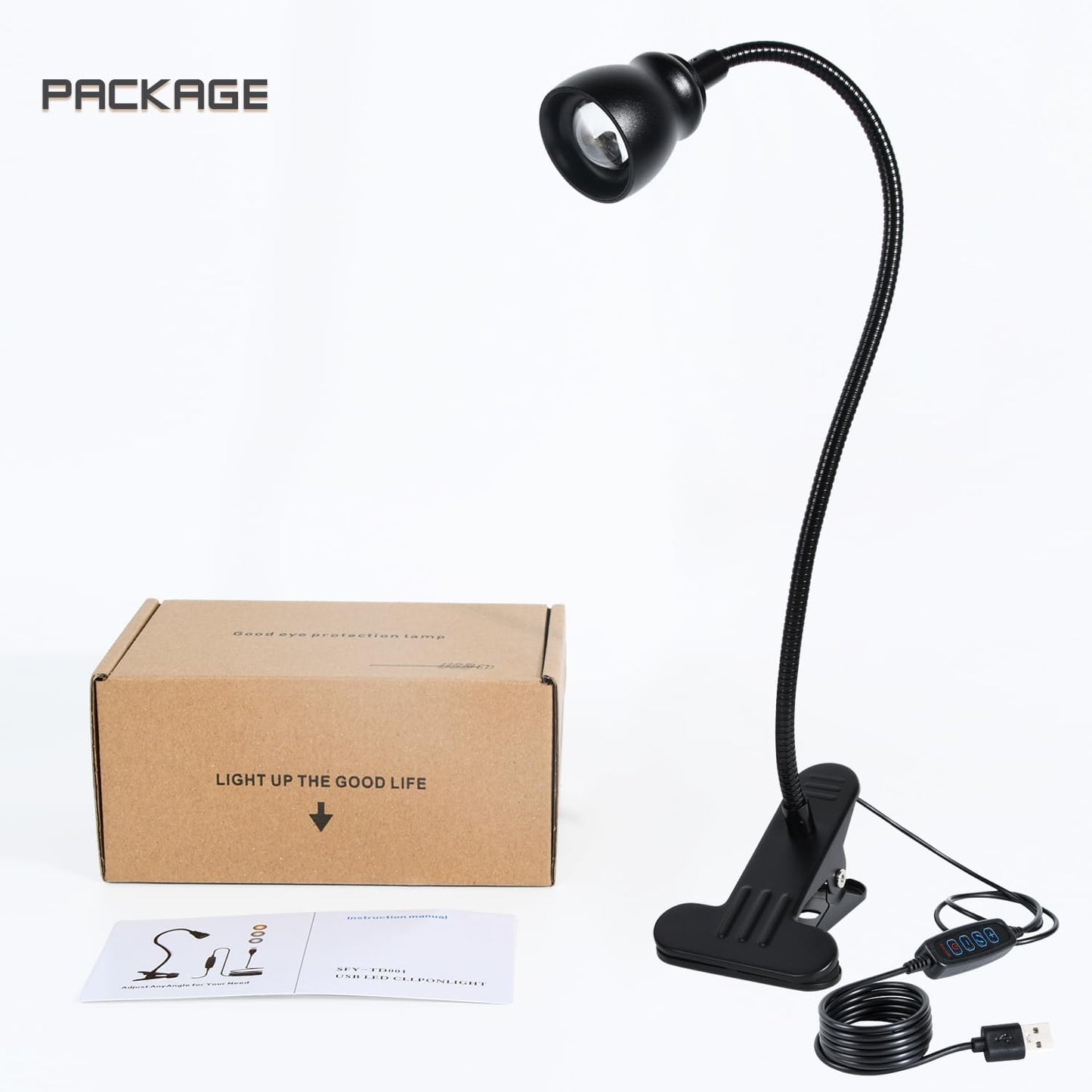 Zoomable Clip on Light, Clamp Reading Light for Dorm Bed Headboard, Dimmable Spotlight with 3 Color Temperature