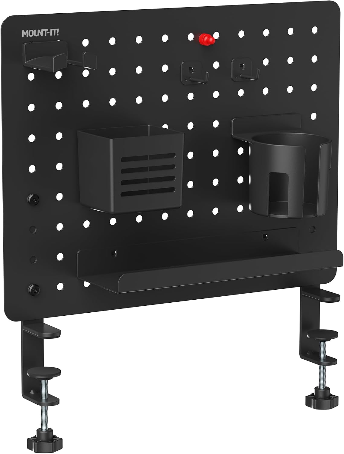 Mount-It! Clamp-On Magnetic Pegboard Organizer, 16.5x15.9 | No-drill desktop storage with 7 accessories, vertical or