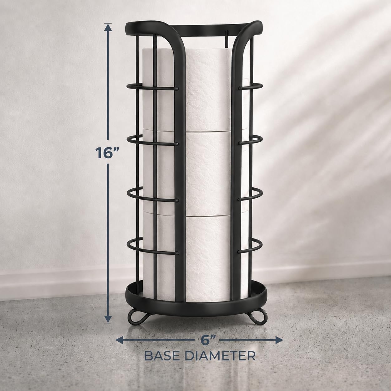 BROOKSTONE Toilet Paper Holder Stand Reserve - Free Standing Toilet Paper Stand with Storage that Holds Mega Rolls