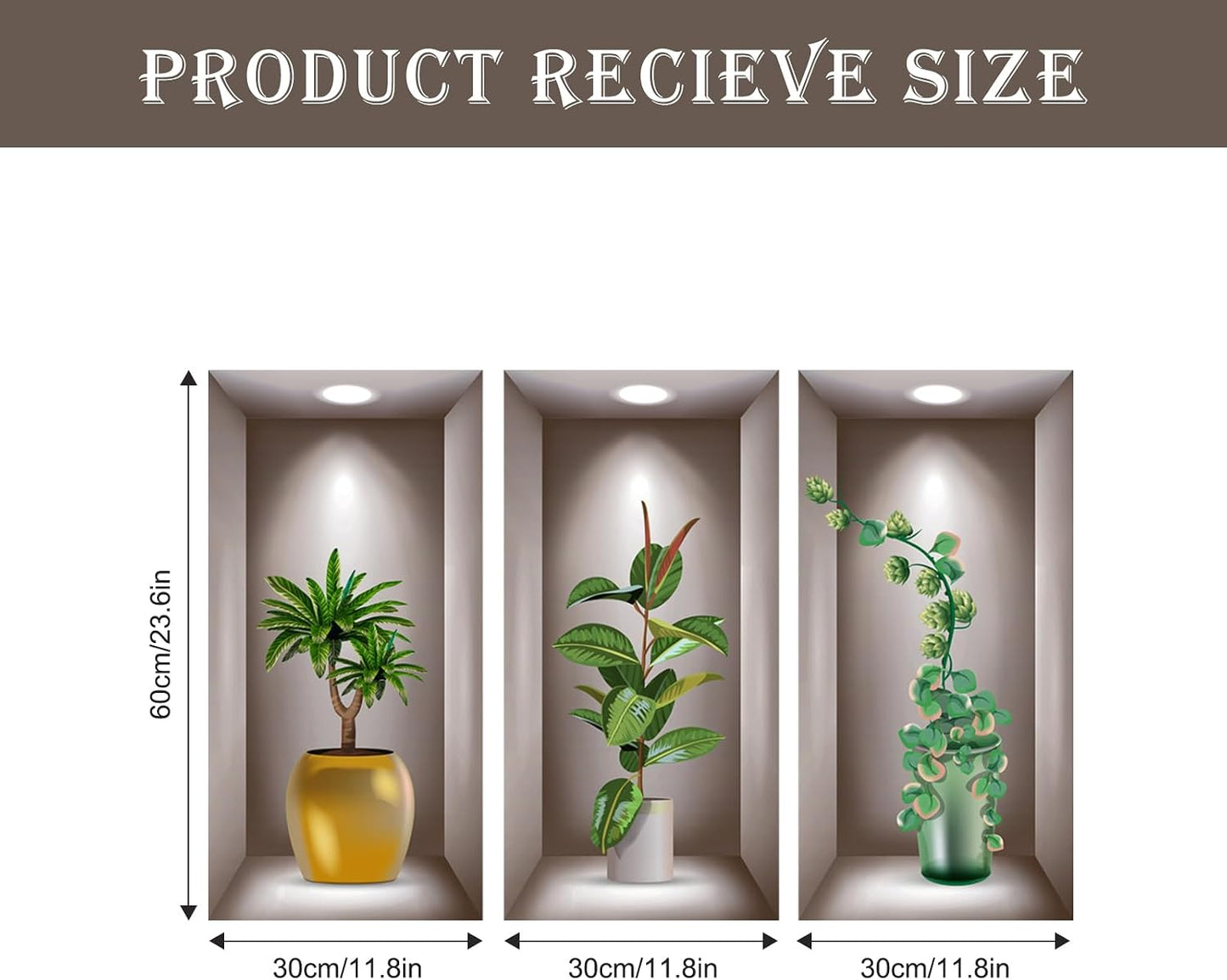 3D Potted Plants Wall Stickers Plants Leaves Wall Decals Peel and Stick 3D Magic / Green / Set of 3