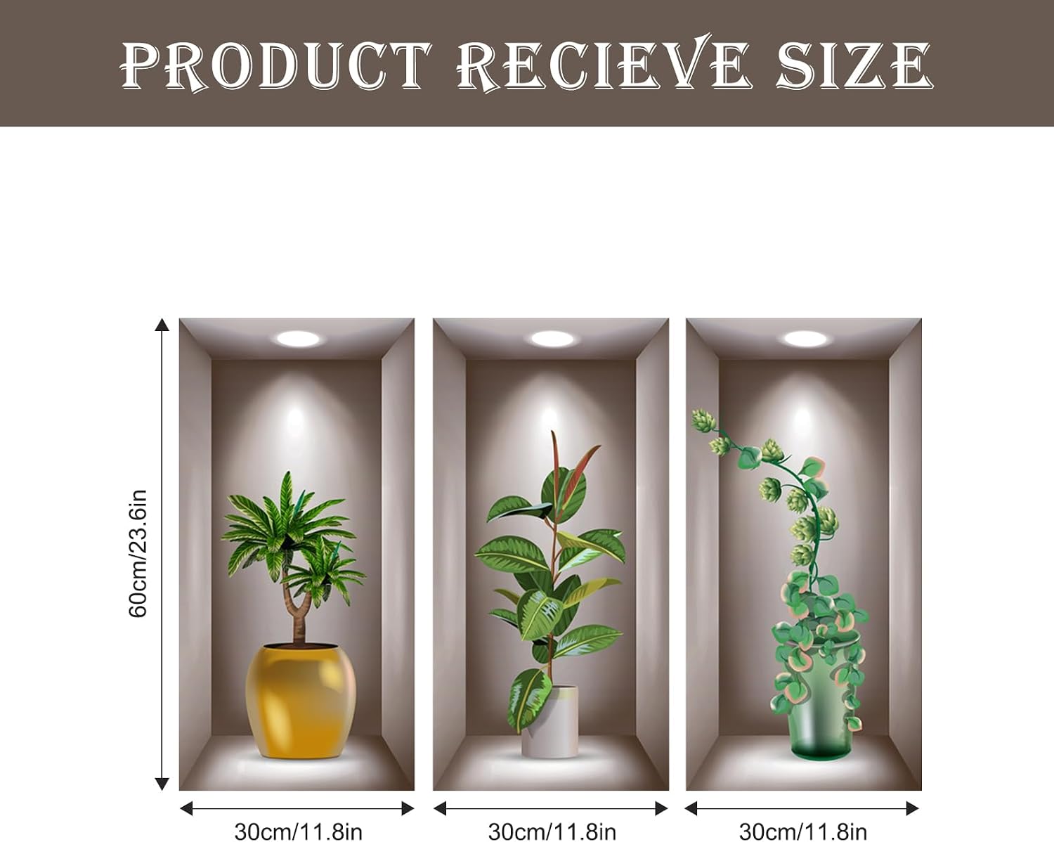 3D Potted Plants Wall Stickers Plants Leaves Wall Decals Peel and Stick 3D Magic / Green / Set of 3