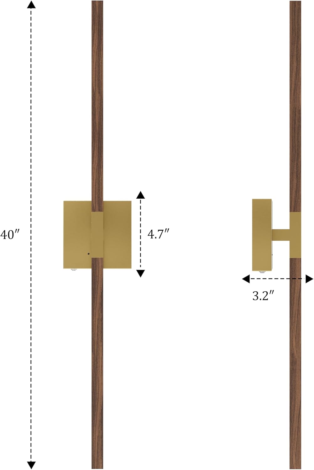Rayogale Gold & Walnut Battery Operated Wall Sconce with Remote Control | 3000K-6000K Dimmable 8000mAh Rechargeable