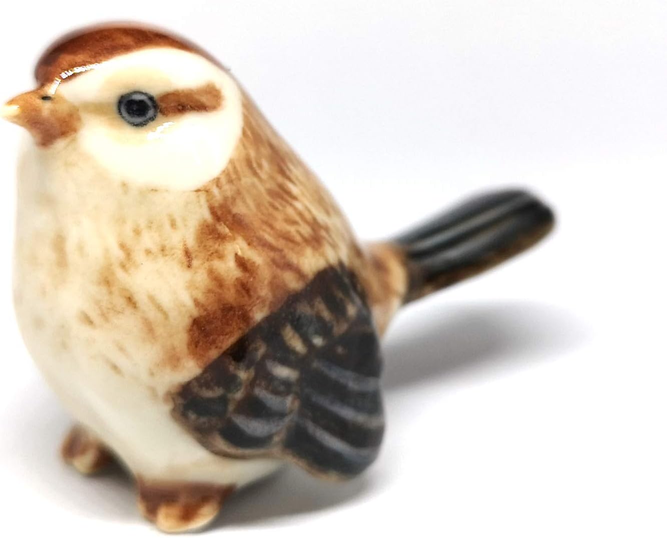 ฺBird Figurine Ceramic Tailorbird Animal Miniature Handmade Gift Decor DIY Craft Design Collectible