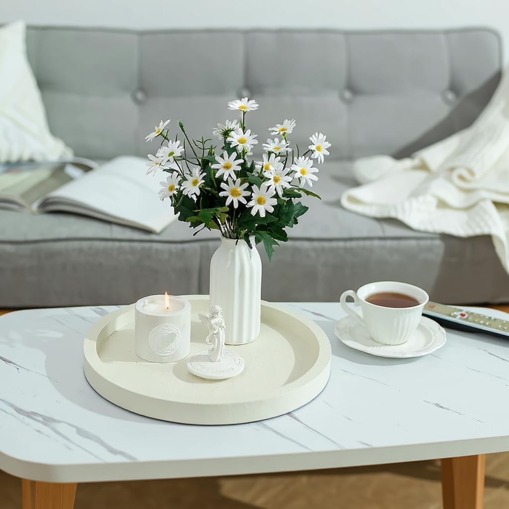 Decorative Trays / White Round Tray / CREAM WHITE