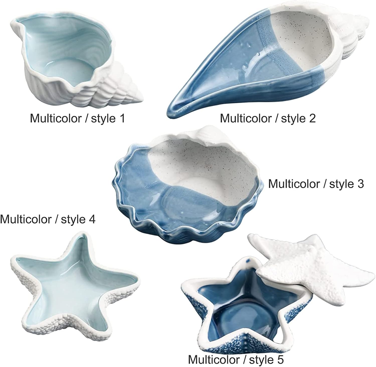 Ceramic Jewelry Dish Trinket Tray Ocean Style Ring Dish Earrings Candy Storage Holder Table / Style3