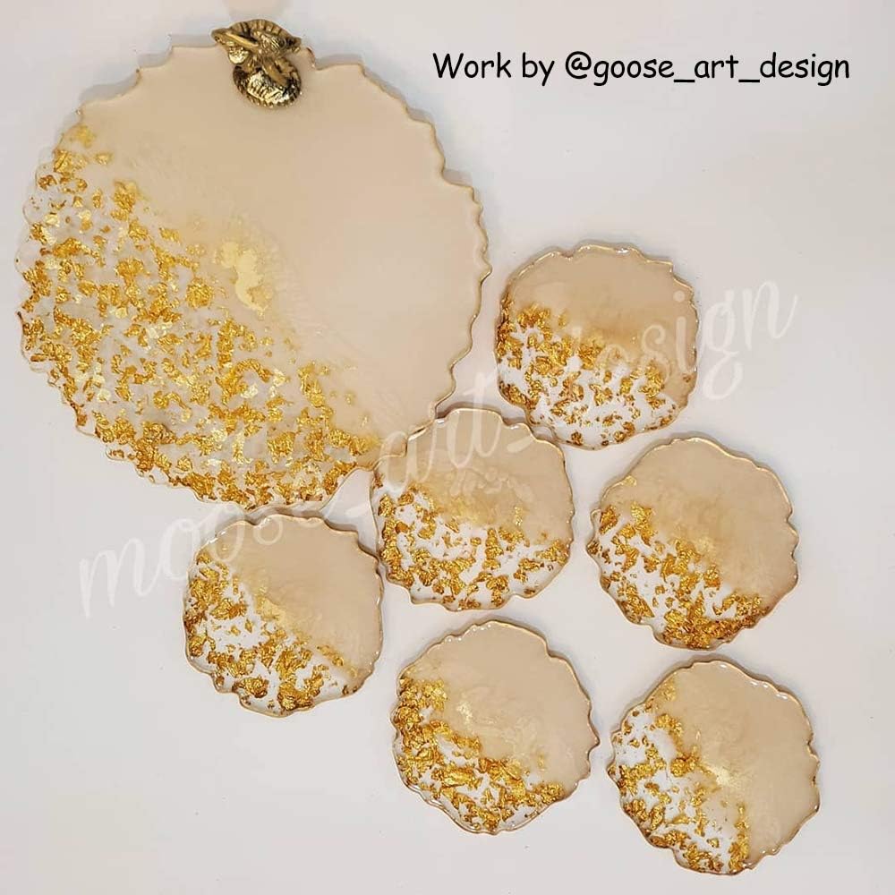 Round Tray / Large Tray Mold for Resin + Geode Agate Coaster Molds / Set of 5