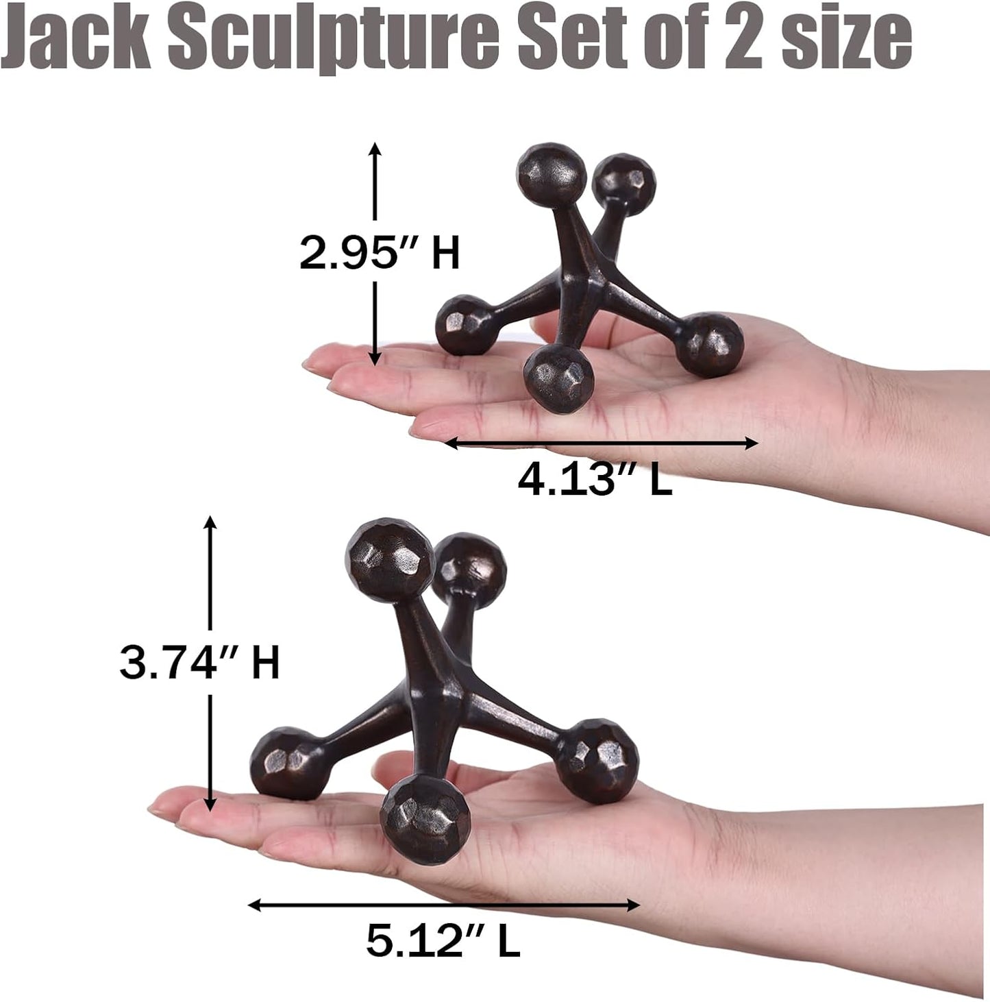 Vintage Metal Style Jack Sculpture Paperweight / Copper / Set of 2