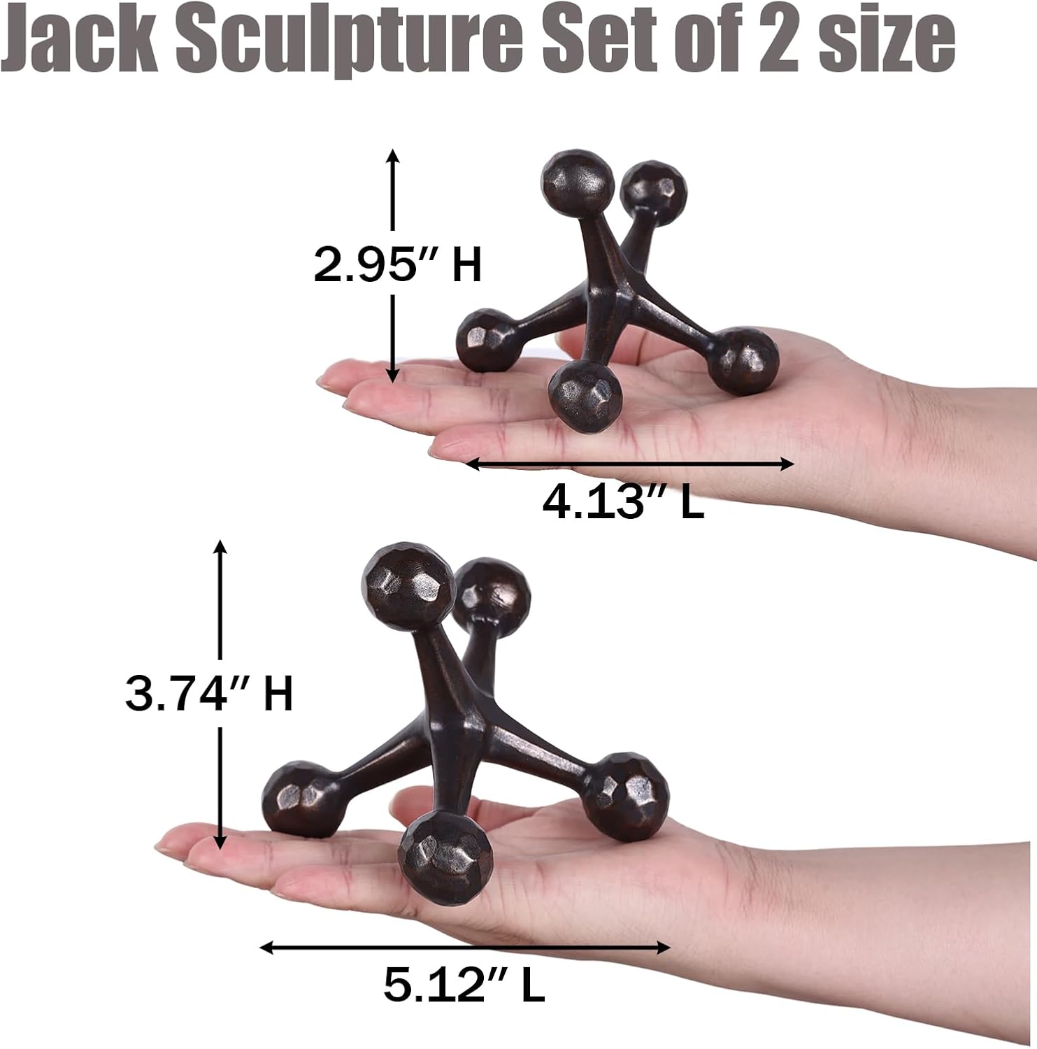 Vintage Metal Style Jack Sculpture Paperweight / Copper / Set of 2