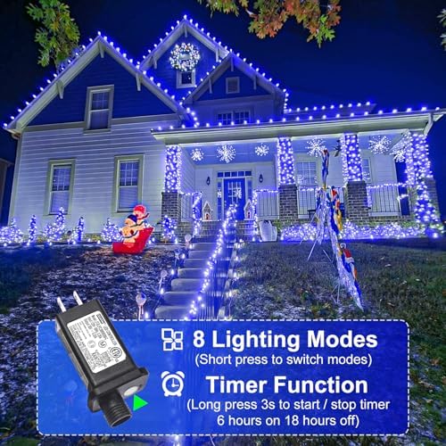 2 Pack Christmas Lights Outdoor, Total 200FT 600 LED Christmas Tree Lights