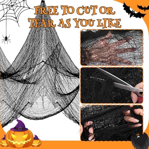 AROIC 9 Pack Halloween Decorations, 30 x 72 Inch Black Spooky Creepy Cloth