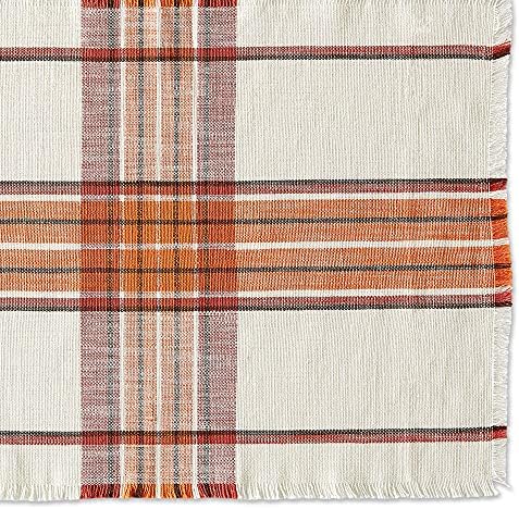 DII Thanksgiving & Fall Table Decoration Autumn Farmhouse Plaid, Placemat Set, 13x19, Pumpkin Spice Orange, 6 Count