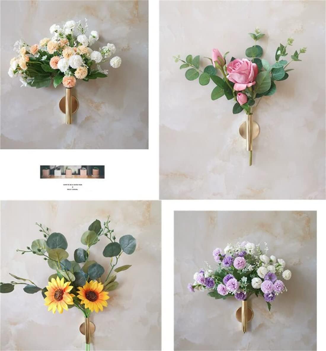 Faux Flowers / Round Gold / Set of 2