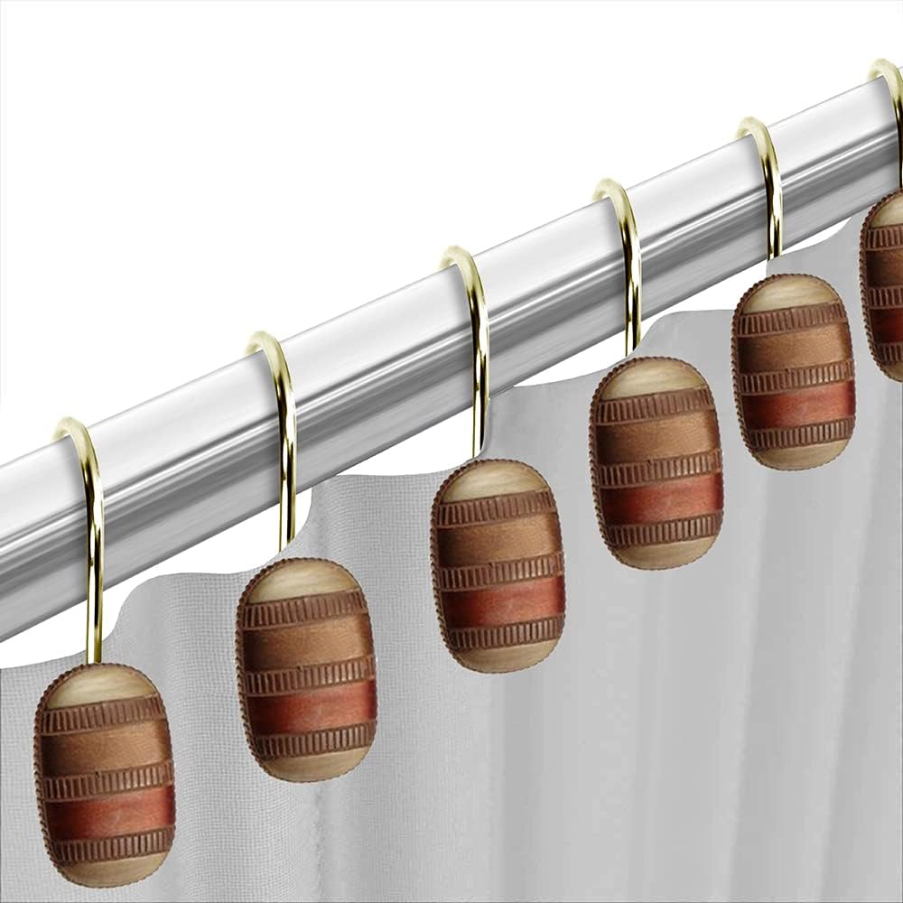 Zahari Home 13pc Contempo Bathroom Shower Curtain Sets Luxury Classic Shower Curtain & 12 Shower Curtain Hooks