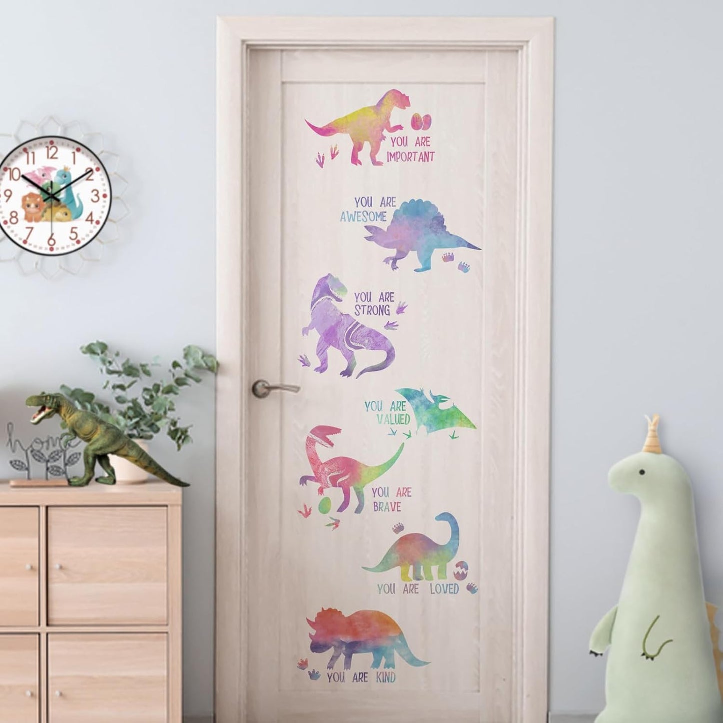 Inspirational Pastel Gradient Dinosaur Wall Decals Stickers / Colorful Dinosaur