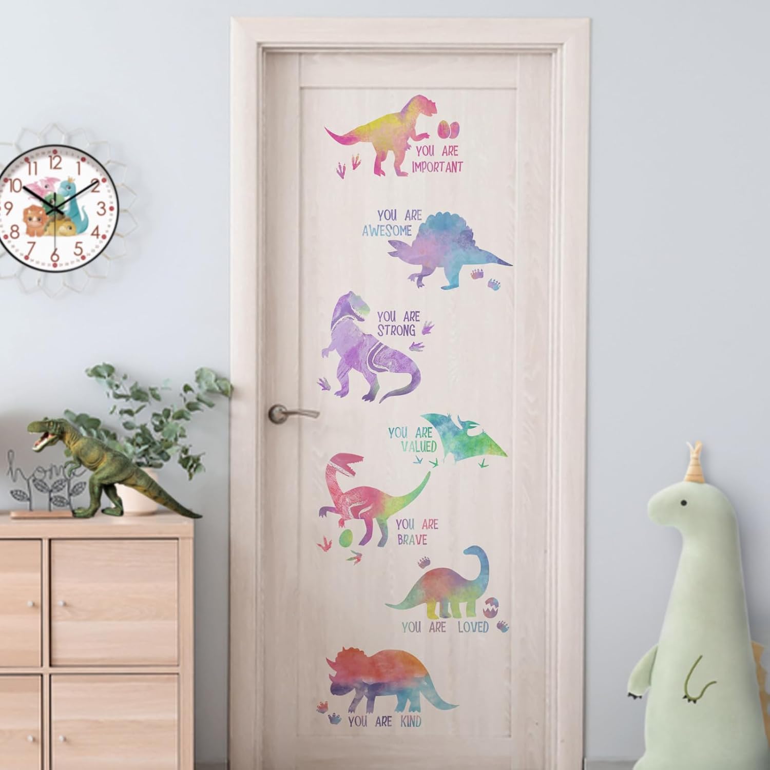 Inspirational Pastel Gradient Dinosaur Wall Decals Stickers / Colorful Dinosaur