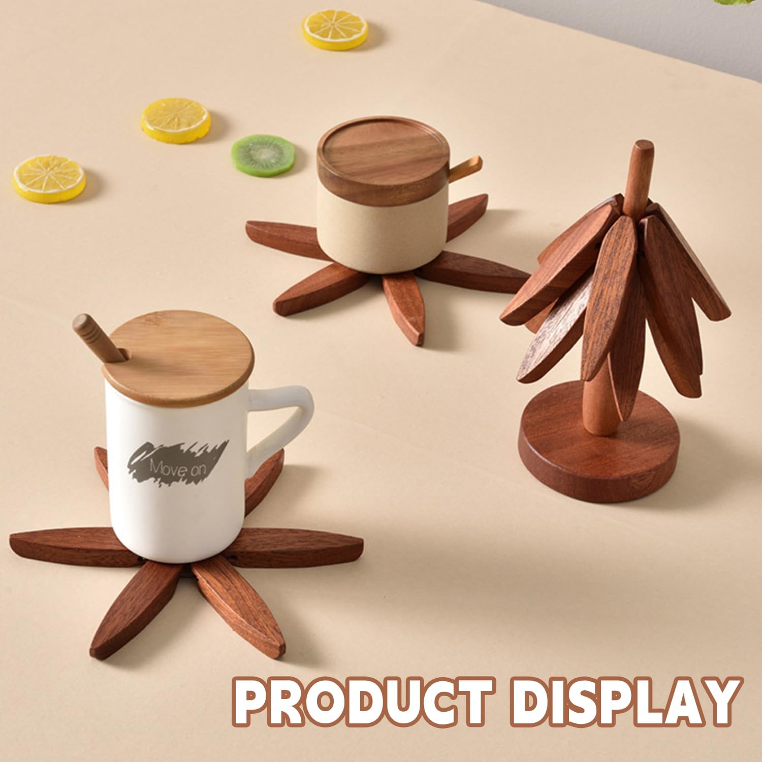 4 Trivets + 1 Stand for Hot Dishes / Black Walnut