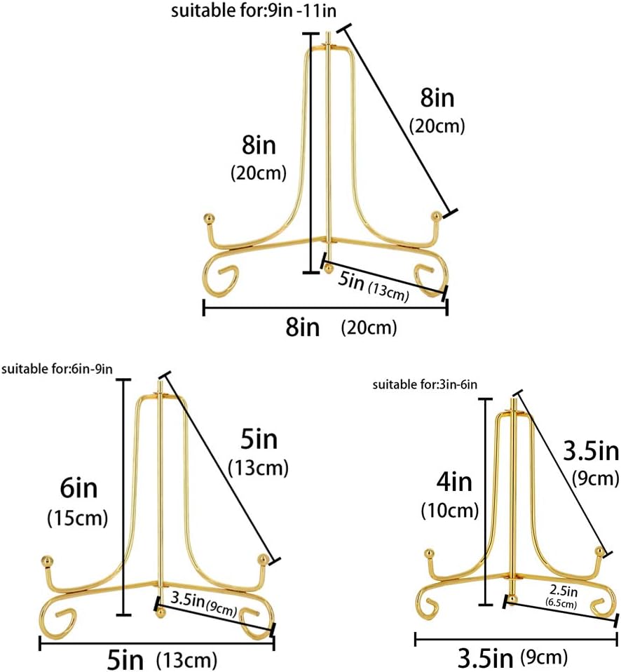 Books / Iron Display Stand / Gold / 4inch+6inch+8inch / Set of 6