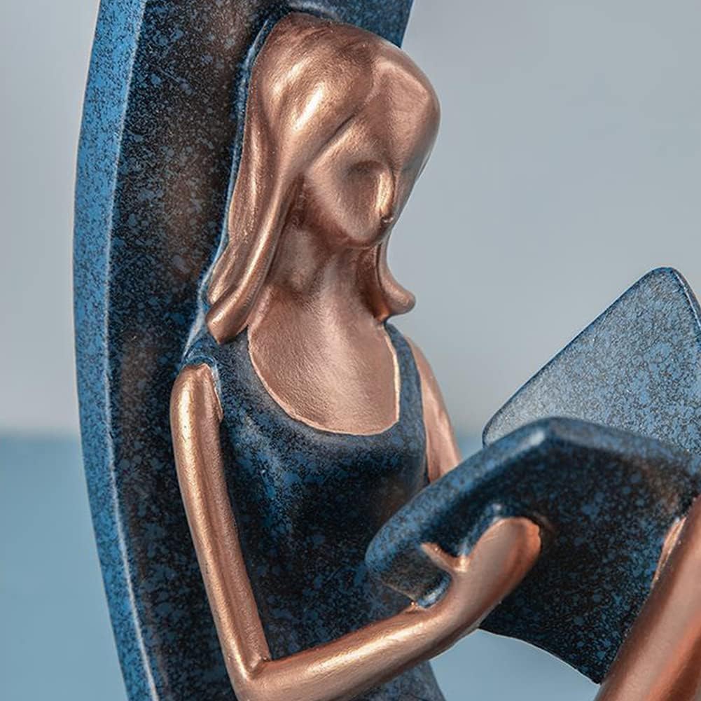 Reading Girl Statue Ornaments / Girl Statues / Set of 2