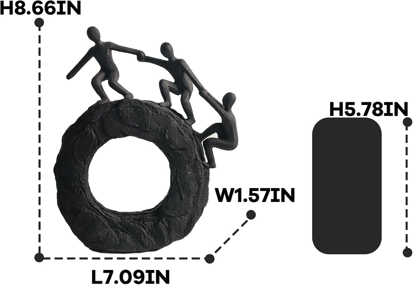 Statue / Round Climbing / Black / 7 x 8 x 1.5