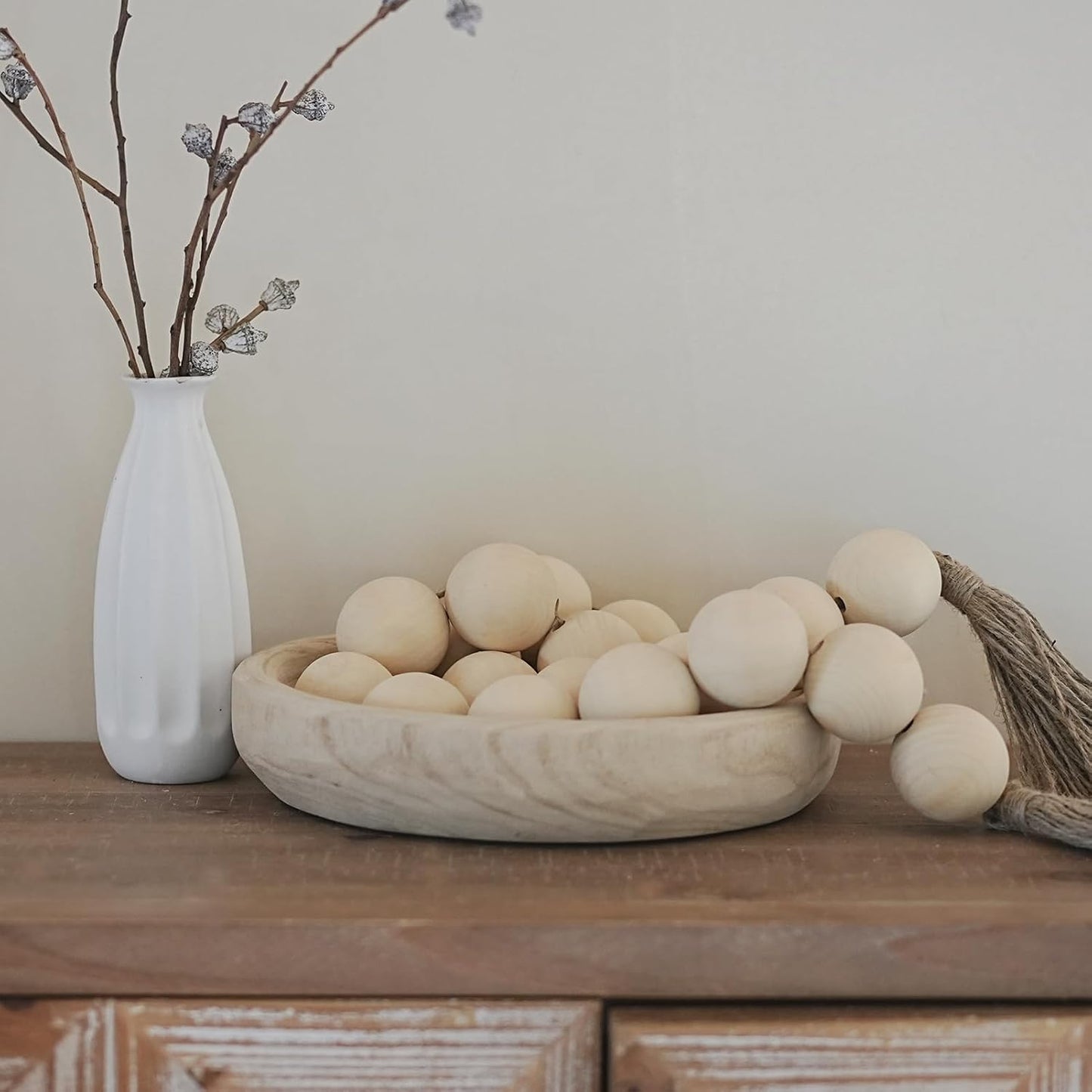 Extra Large Wood Bead Garland / 48 Inches / Natural