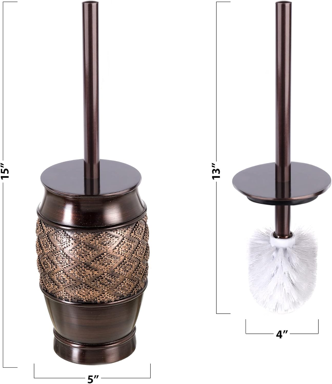 Creative Scents Dublin Brown 6 Piece Resin Bathroom Accessories Set | Includes Toilet Brush and Holder, Tissue Box