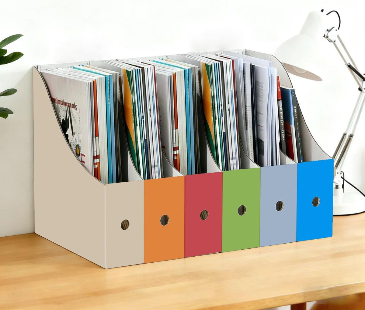 Limitliho 24 Pack Fresh Color Cardboard Magazine Holder for Desk or Shelves