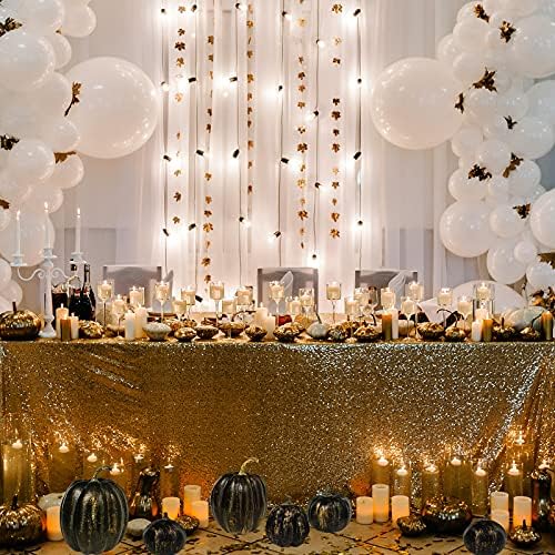 Winlyn 7 Pcs Assorted Artificial Gold Brush Black Pumpkins Rustic Decorative Halloween Faux Foam Pumpkins for Fall Halloween Thanksgiving Tabletop Centerpiece Mantel Kitchen Decor