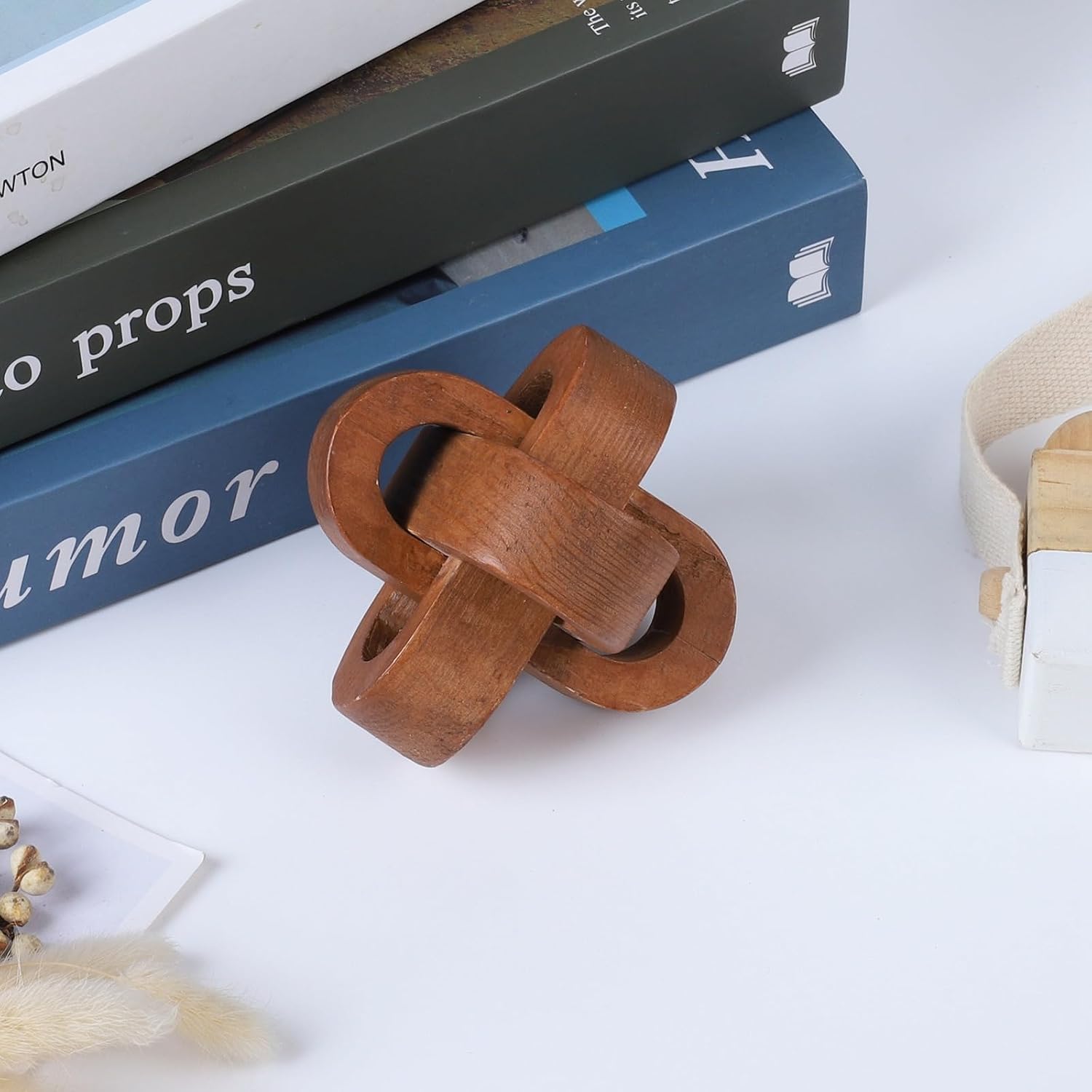 Wood Knot Decor Table Decor Shelf Decor Table Books Hand Carved Home Decoration / Coffee / 4.3 Inch