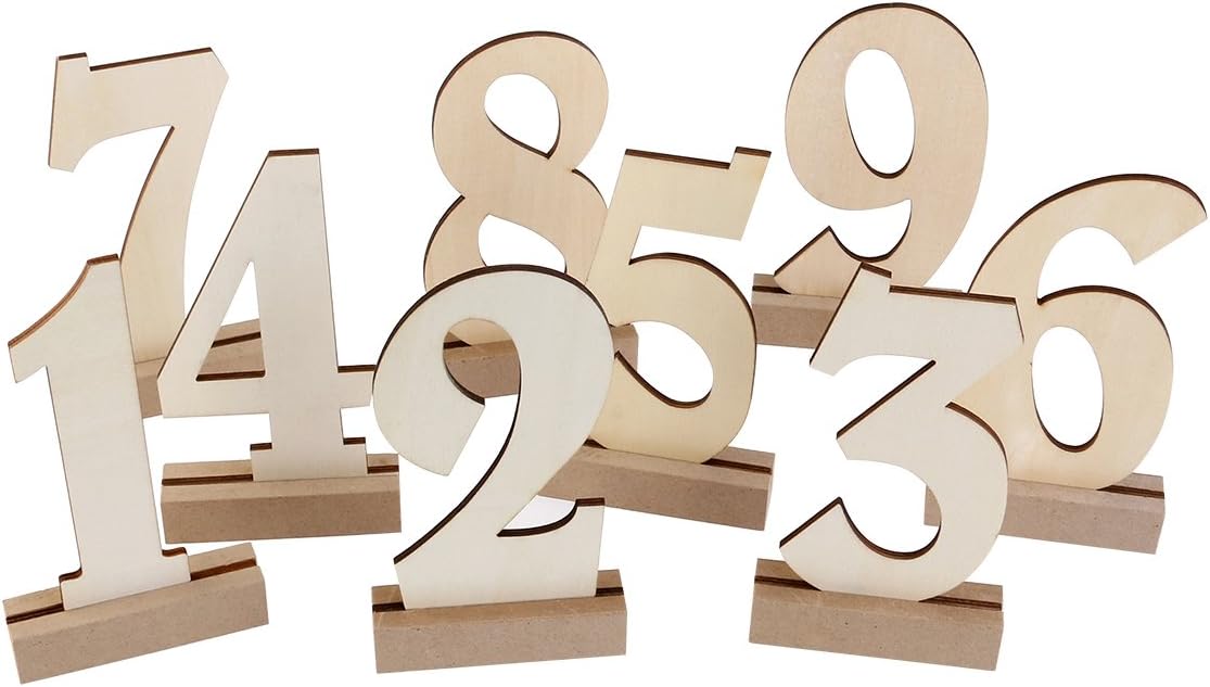 ROSENICE 20pcs 1-20 Wooden Wedding Table Number Holders