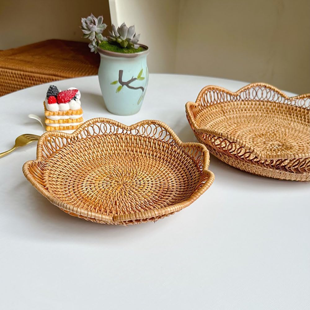 Rattan Bread Basket / Natural Rattan, , Wavy / Medium