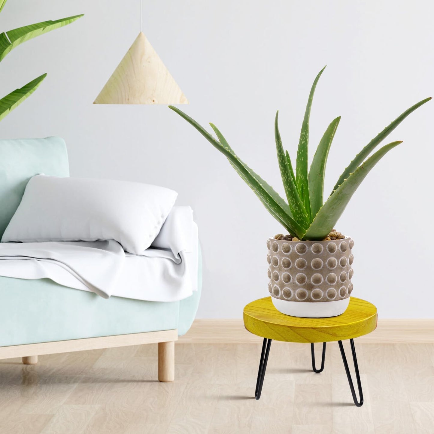 OBTAIN Plant Stand Indoor Outdoor, Wooden plant Stool, Mid Century Plant Stand for Indoor Plants, Wood Modern Plant