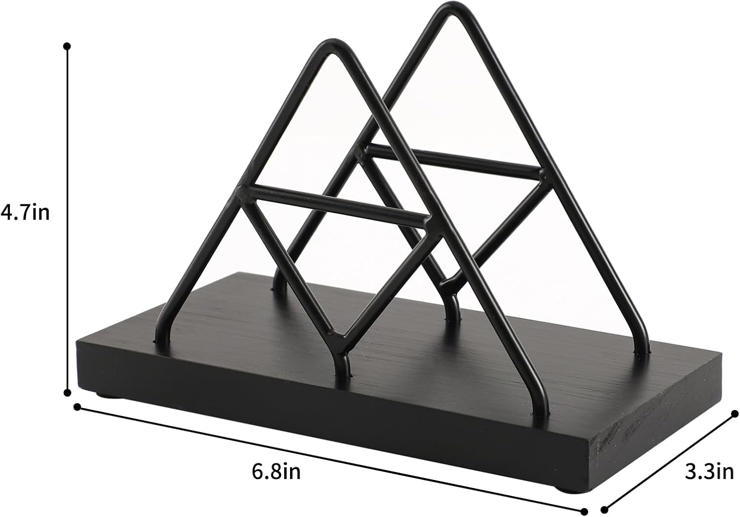 Metal Wire Triangle Shape & Wooden Paper Towel Holder / Black