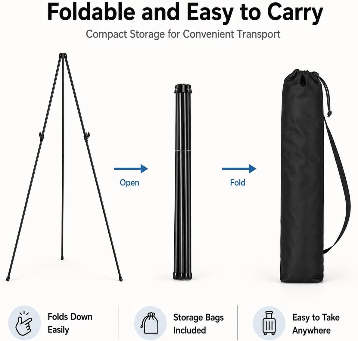 3 Pack Easel Stand for Sign, 63 Inch Portable Display Easel Stand, Black Metal Floor Easel for Wedding Welcome Sign