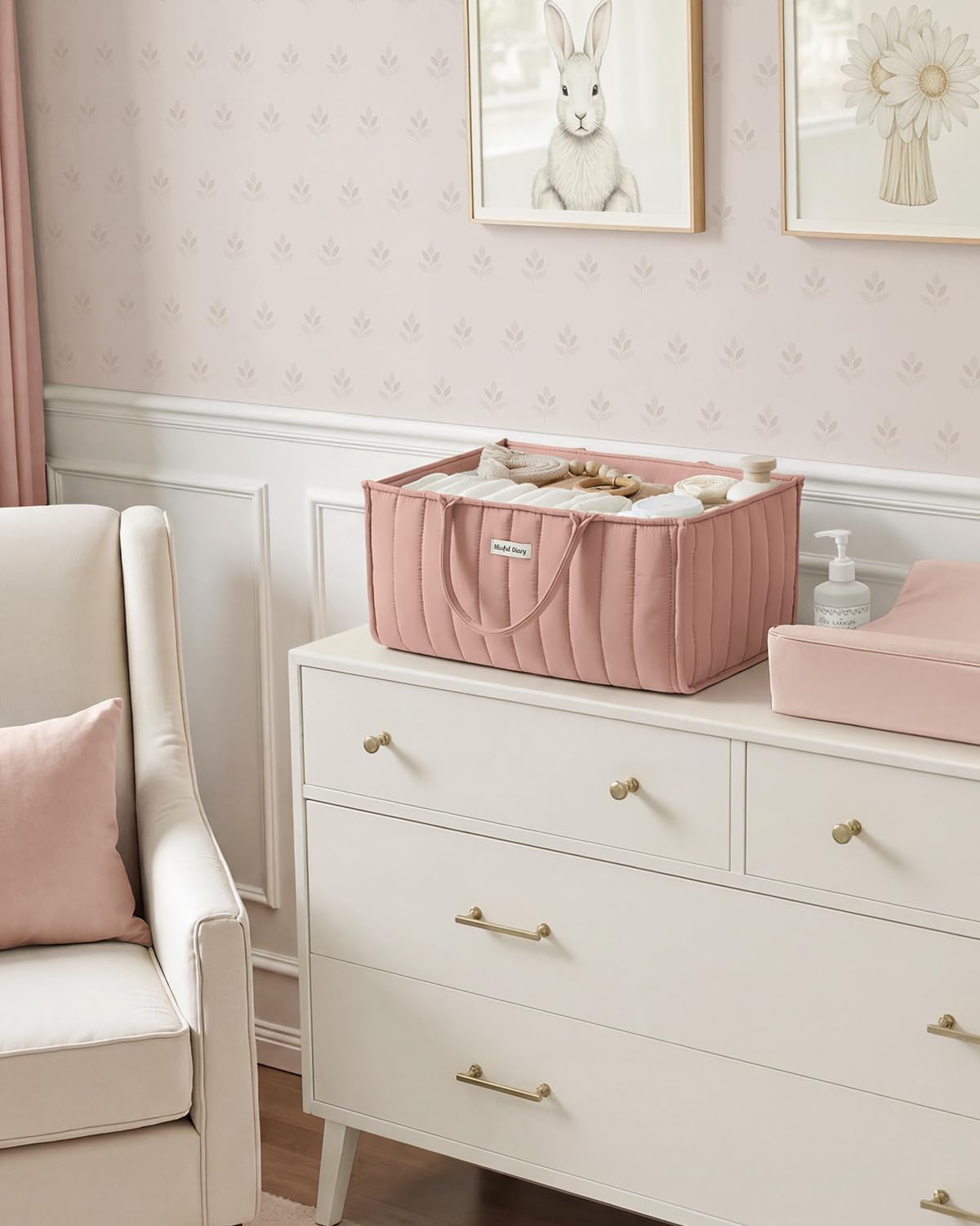 Baby Diaper Caddy Organizer / Blush Pink