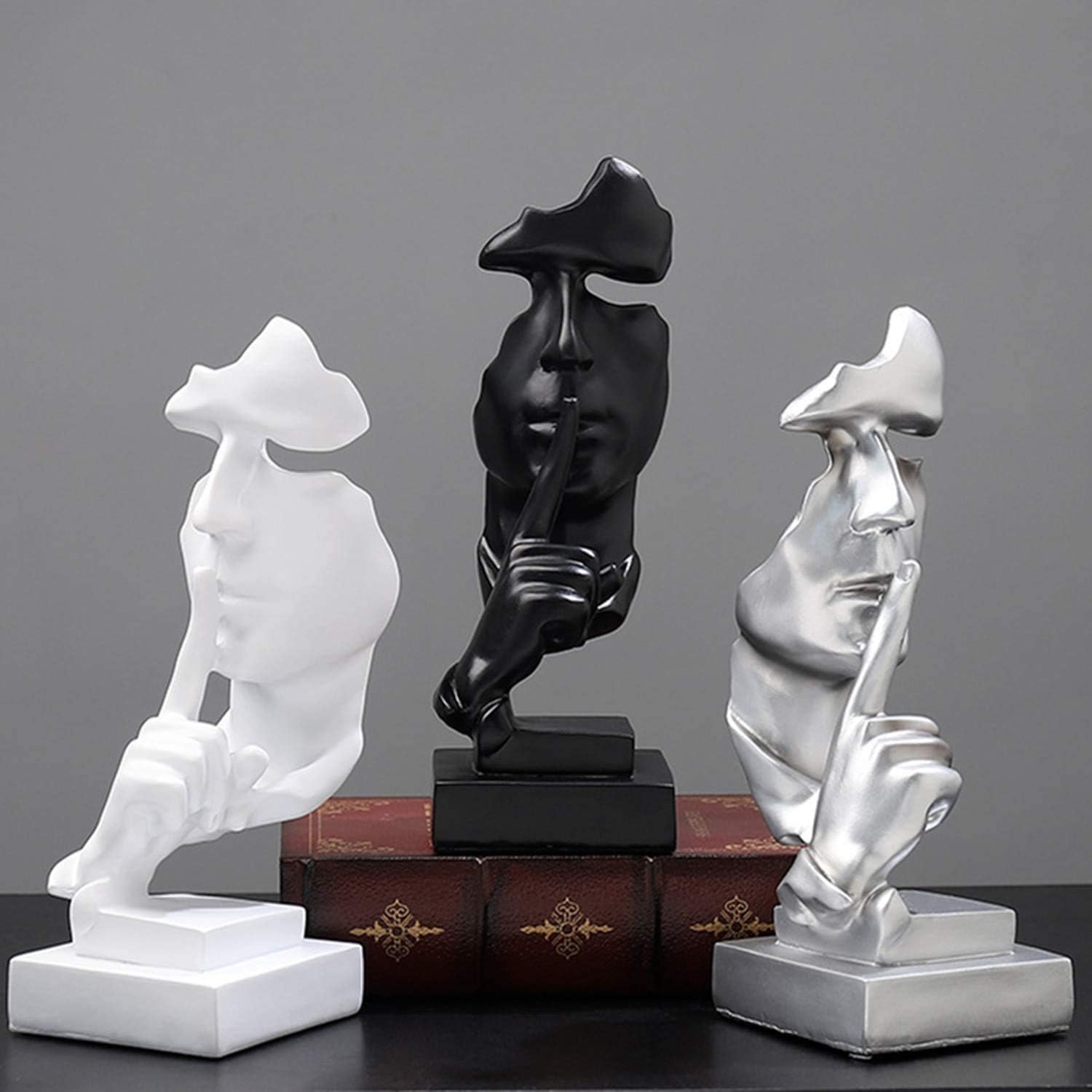 Thinker Statue / Silence is Gold Abstract Art Figurine / Medium / Black