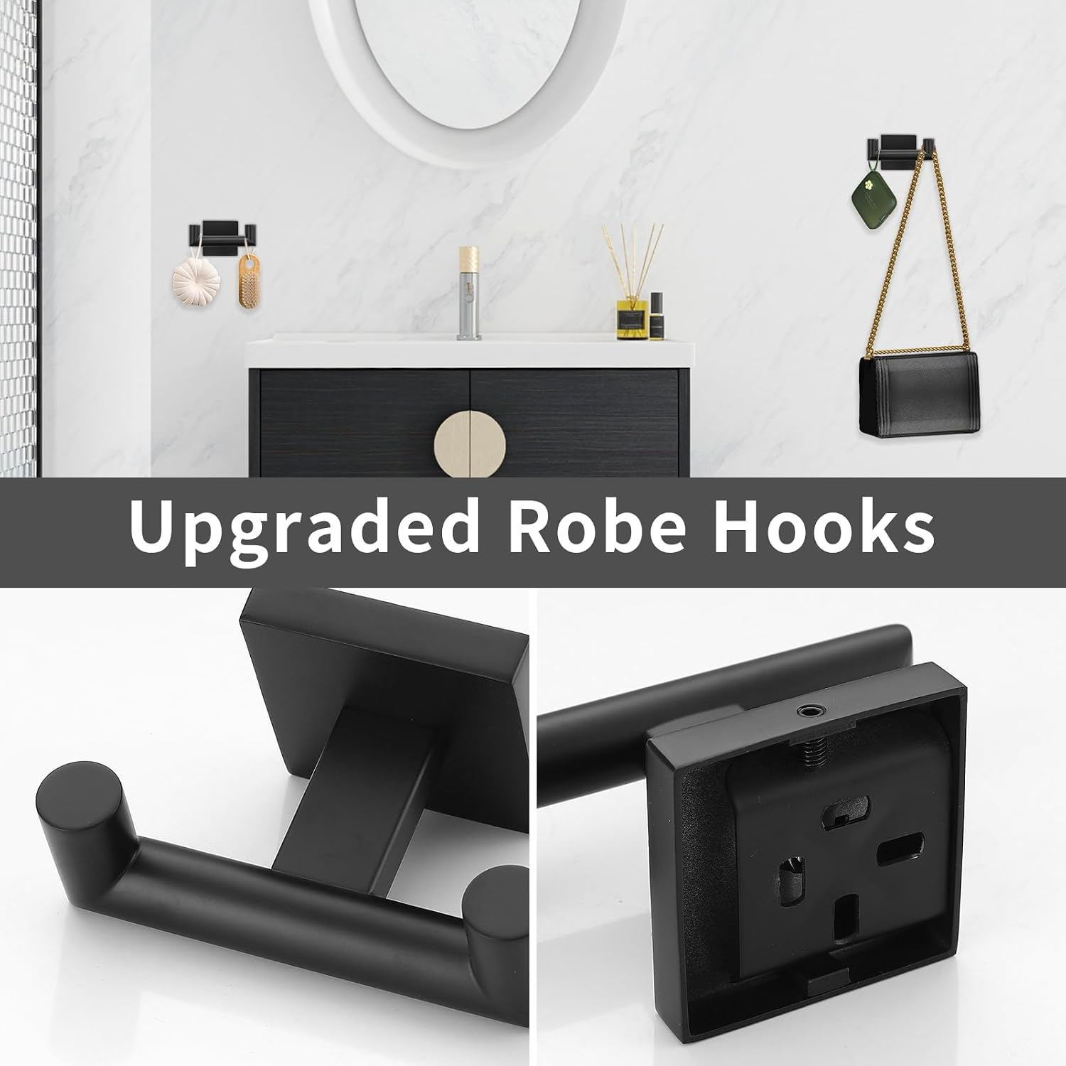 Matte Black Towel Bar Set, 5 Pieces Double Dase Toilet Paper Holder Bathroom Hardware Set, 23.6 Inch Stainless Steel