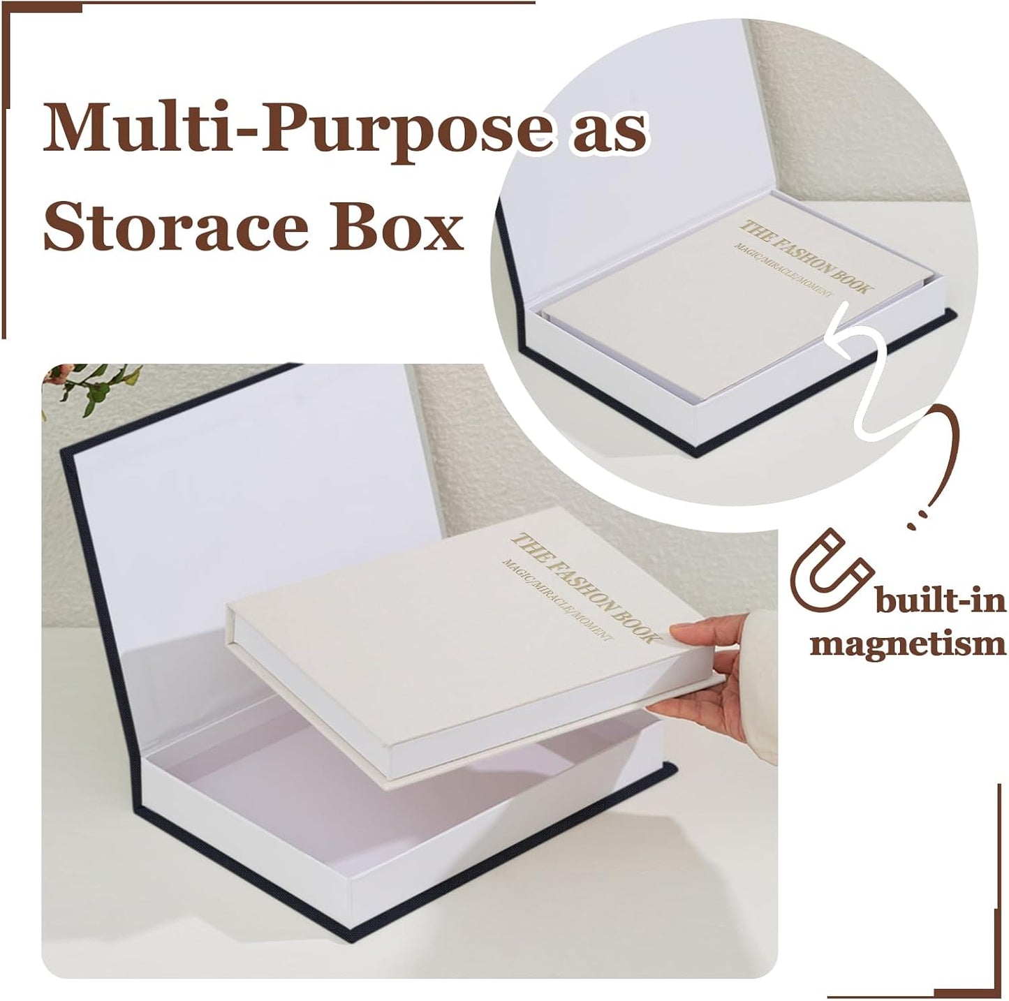 Linen Fake Books / Blue+beige / Set of 2