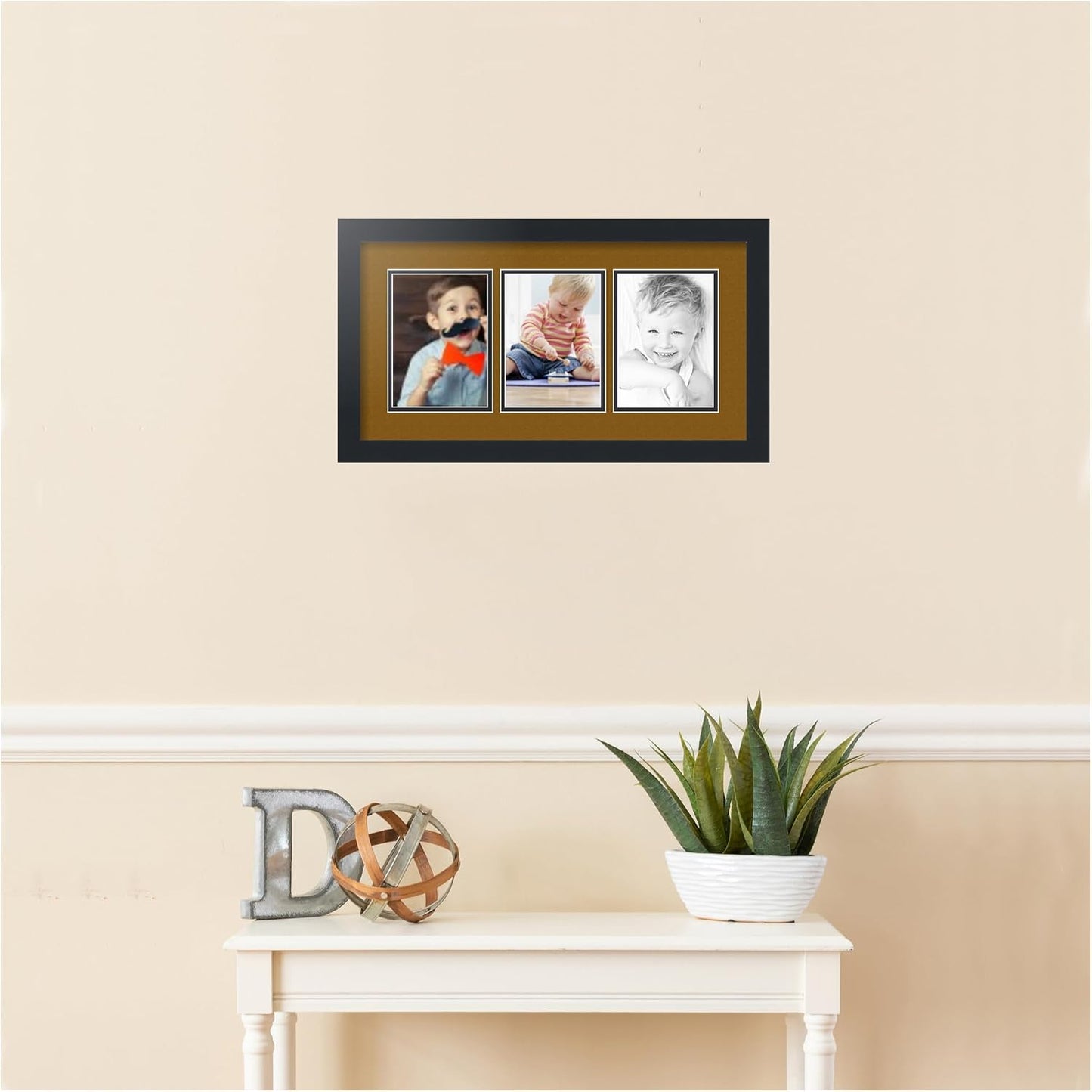 ArtToFrames Collage Picture Frame 3 Opening 3-5x7 Photo Frame | Made in USA | Black Frame Coronado and Black Mats