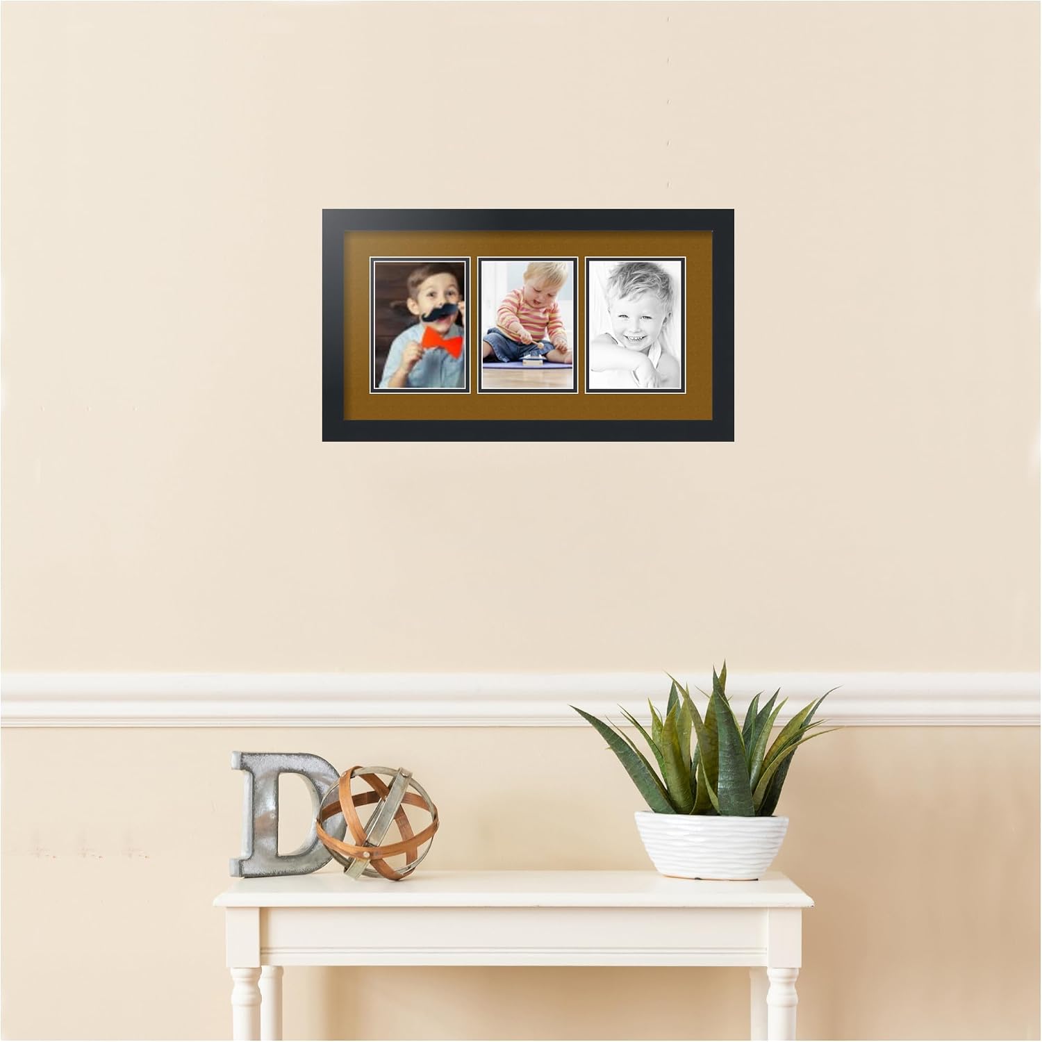 ArtToFrames Collage Picture Frame 3 Opening 3-5x7 Photo Frame | Made in USA | Black Frame Coronado and Black Mats