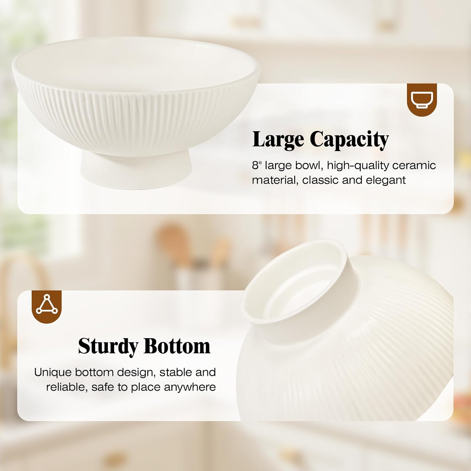 Decorative Bowl Fruit Bowl / Cream White / Modern / 8 Inch