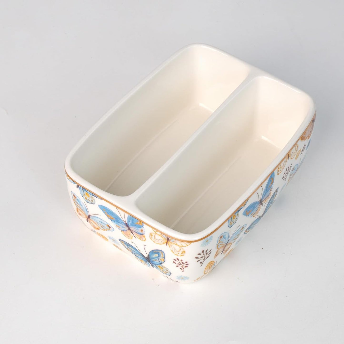 2 Compartments Ceramic Sponge Holder / Butterfly