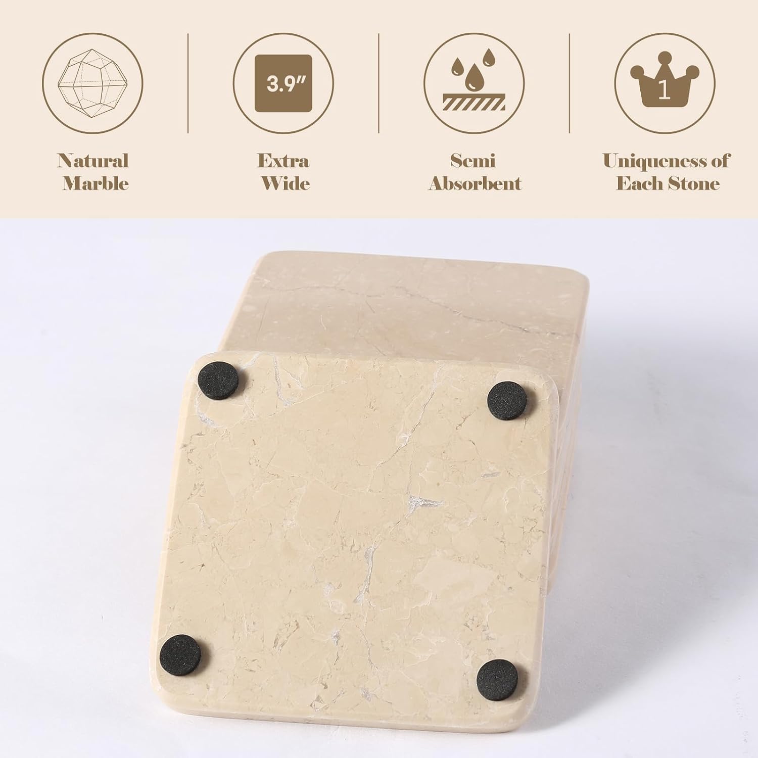 Holder / Natural Marble Coasters / Beige / Set of 6