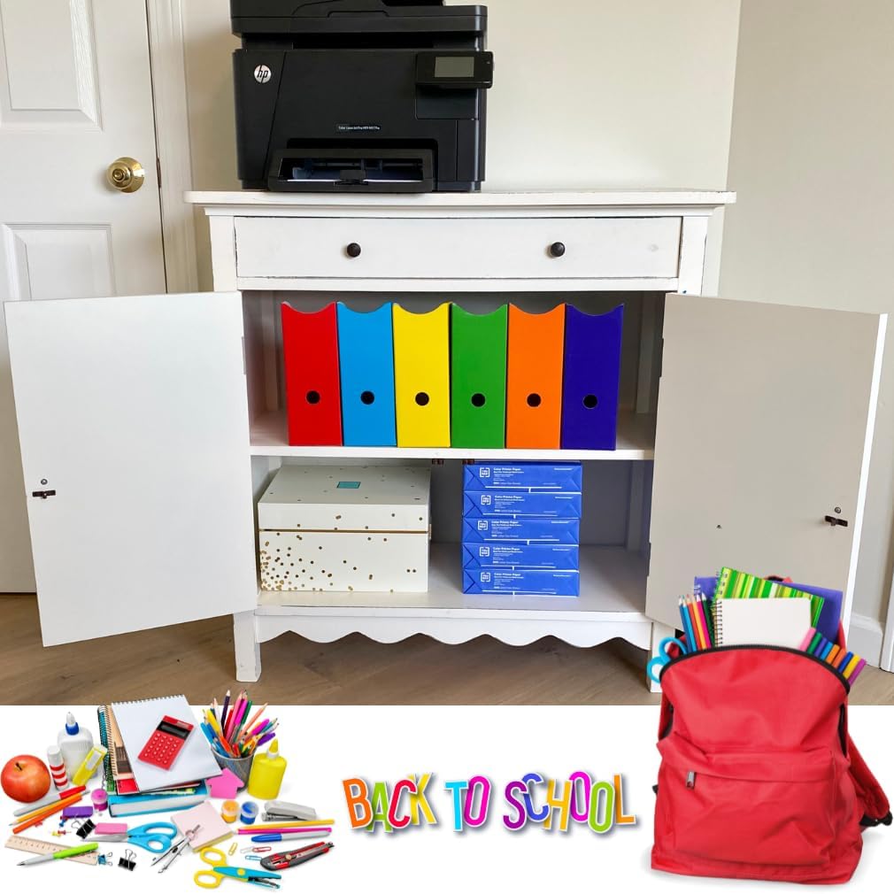 Evelots Magazine File Holder -Set of 6 Multi Color- Office Desk Organizer - Sturdy Cardboard - New Upgraded Double